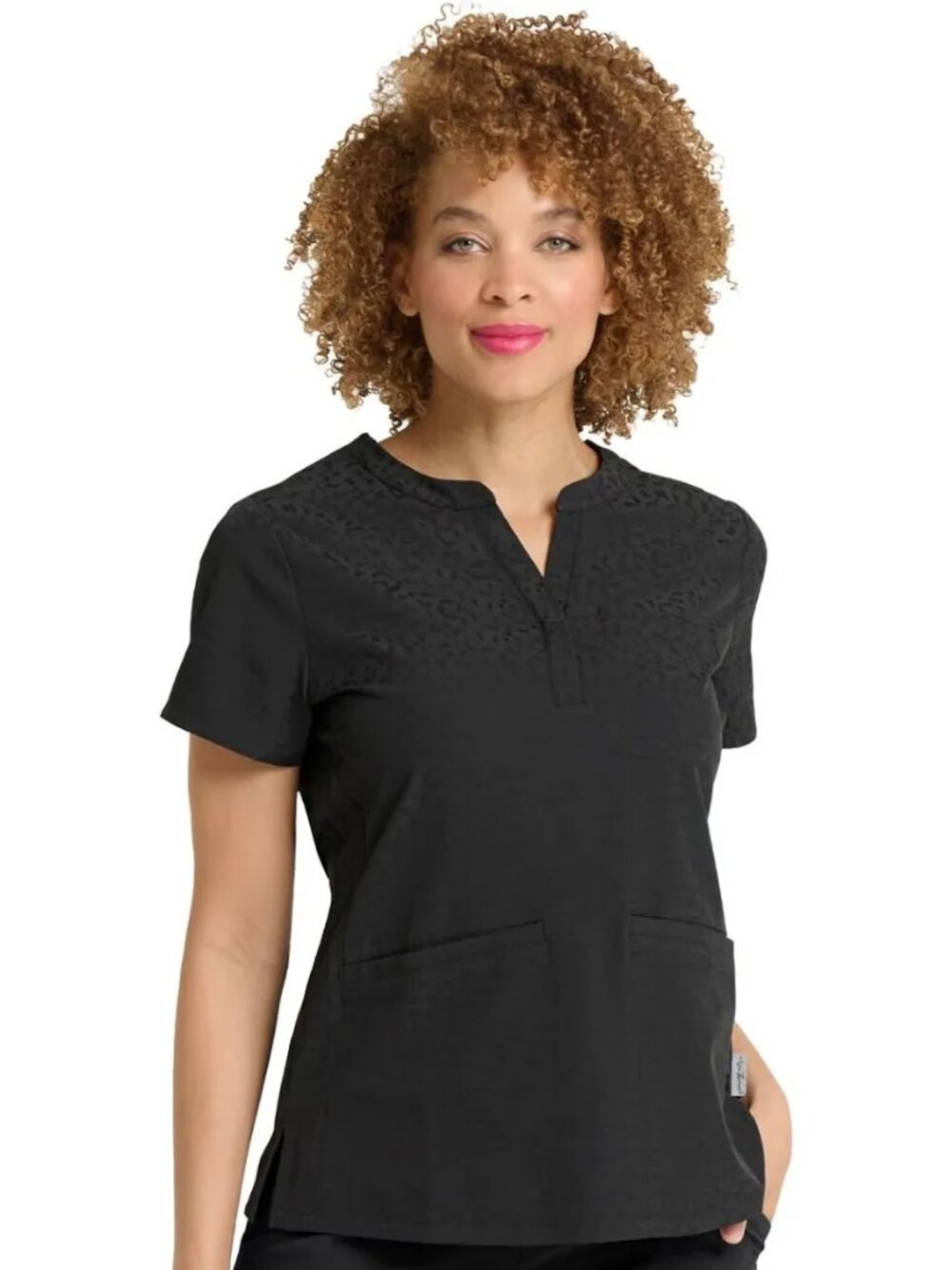 Ava Therese size Large Lynx Jacquard V-Neck Top, Black, NEW